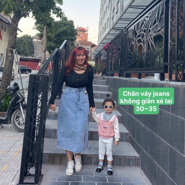 Chân Váy Dài Xẻ Tà, Form A, Dài 75cm, Lưng Cao, Không Giãn V7501/V7502