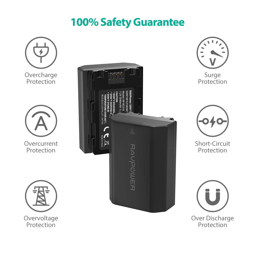 BỘ 2 PIN VÀ SẠC KÉP RAVPOWER FOR SONY FZ100 A9 A7III A7RIII A6600