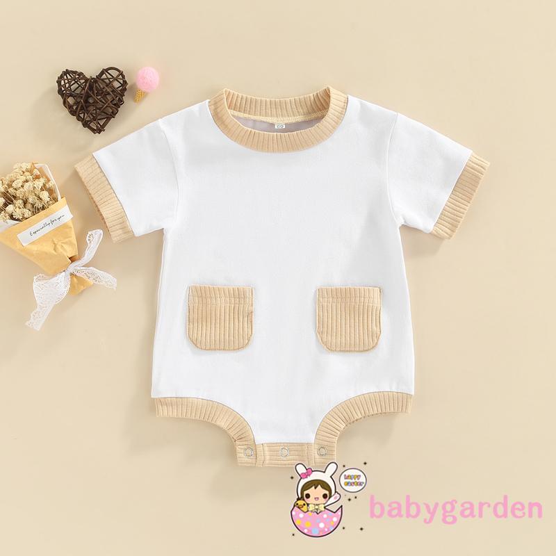 Áo Liền Quần Ngắn Tay Cổ Tròn Thời Trang Mùa Hè Cho Bé 0-12 Tháng Tuổi