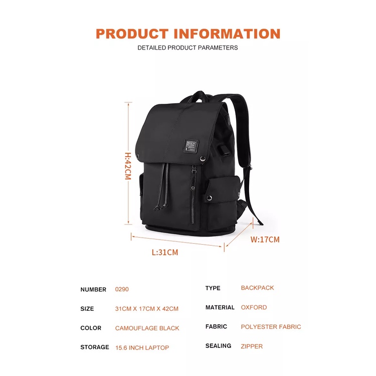 Balo Vải Dù Chống Thấm Nước Thời Trang Hàn Quốc. Laptop 15.6 inch MOYYI0290