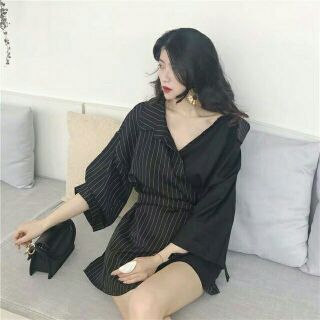 Order áo sơ mi phối kiểu trễ vai