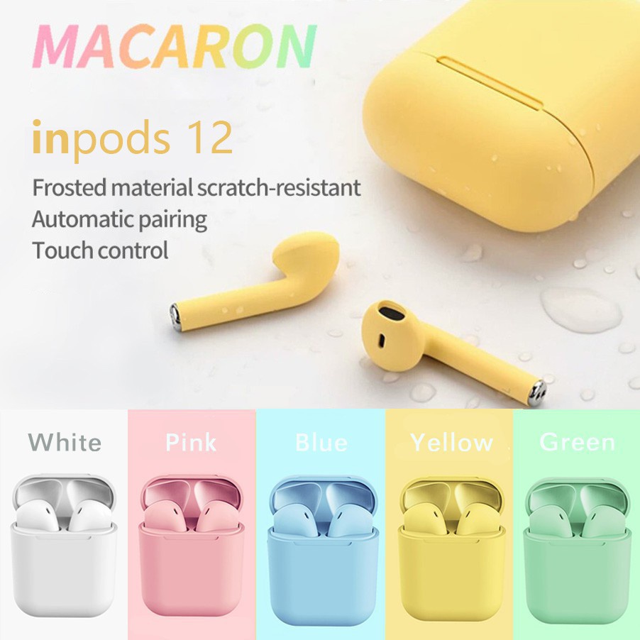 Tai Nghe Nhét Tai Kết Nối Bluetooth 5.0 Không Dây Kèm Micro 12 Màu Macaron