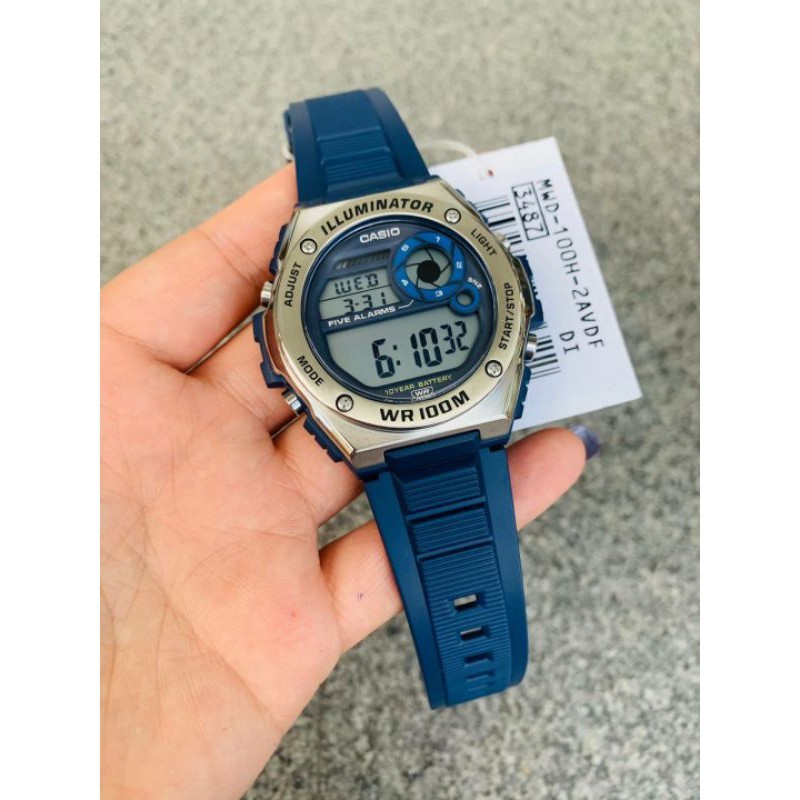 Đồng hồ nam dây nhựa Casio Anh Khuê MWD-100H-2AVDF