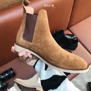Giày chelsea boot da lộn nâu 2021