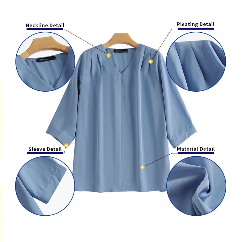 Zanzea Áo Kiểu Tay Lỡ 3 / 4 Cổ Chữ V Thời Trang Dành Cho Nữ