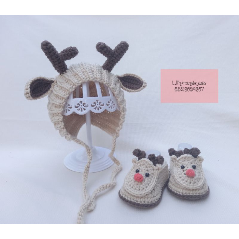 Set nón + giày noel cho bé yêu - Handmade