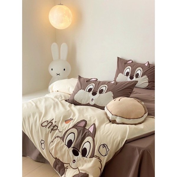 Set Chăn Ga Cotton Linen IGUN BEDDING Hoạt Hình Cao Cấp Tặng Kèm Gối Bông