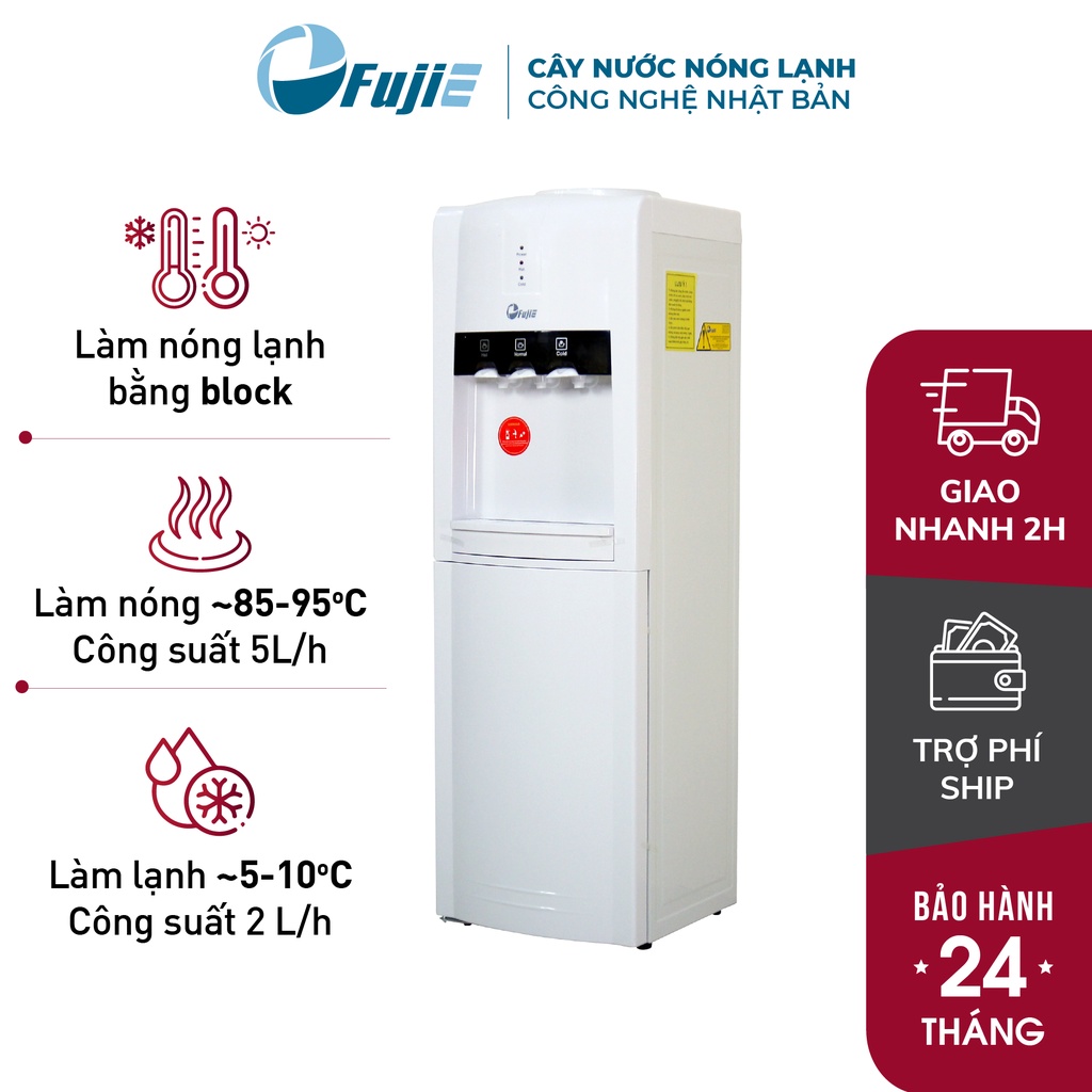 Cây nước nóng lạnh nhập khẩu CN Nhật Bản FUJIE WD1800,máy nước uống nóng lạnh 3 vòi,tự động ngắt tiết kiệm điện-BH 2 năm