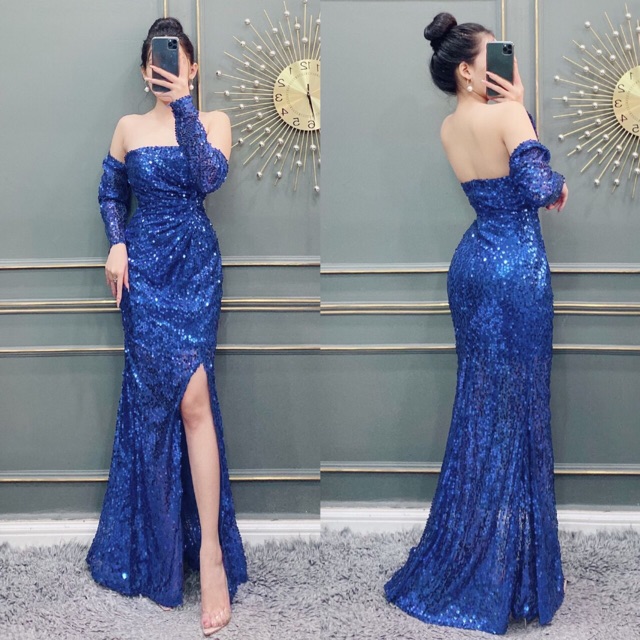 ẢNH VÀ VIDEO THẬT 1000% , đầm body kim sa rớt vai