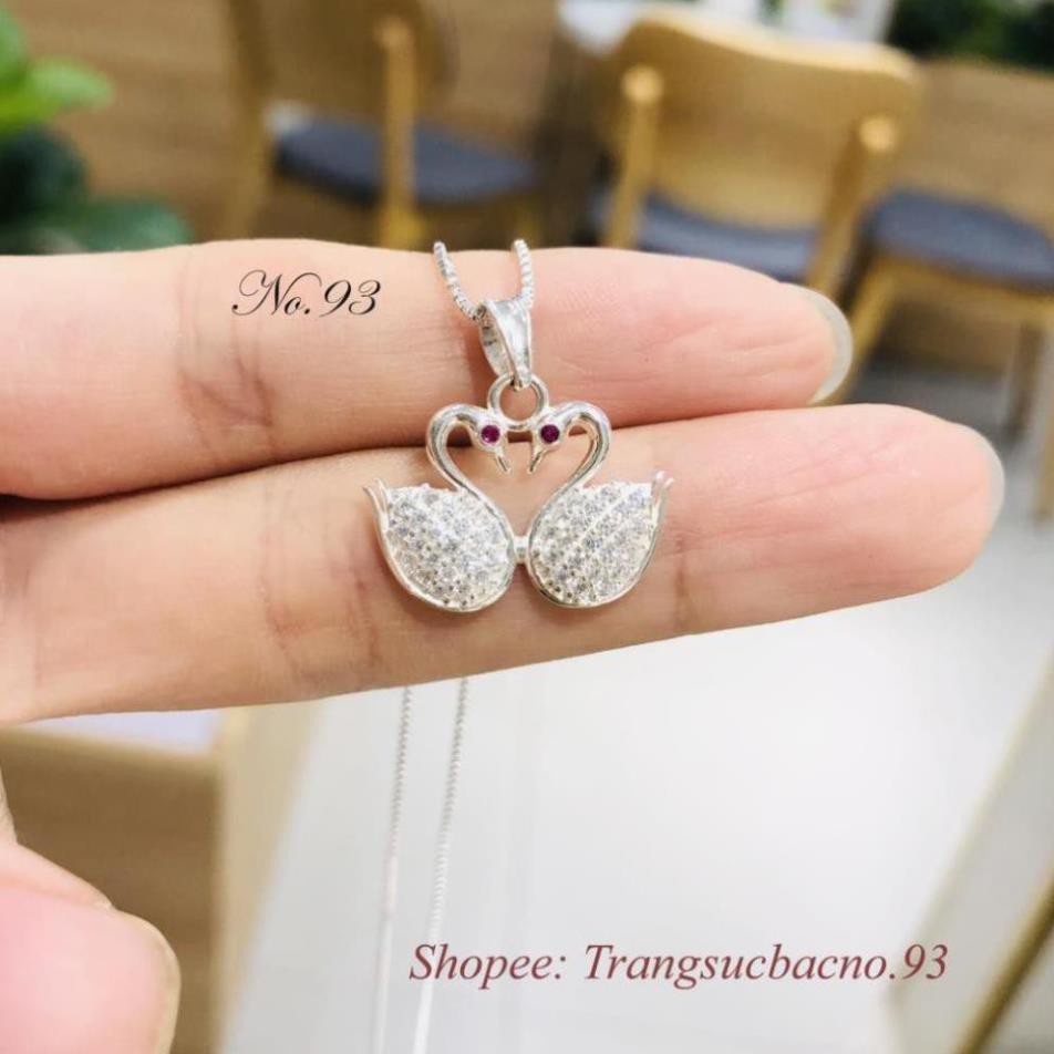 (BẠC CHUẨN) DÂY CHUYỀN BẠC CHO NỮ MẶT THIÊN NGA ĐÔIGẮN ĐÁ LẤP LÁNH PHỤ KIỆN TRANG SỨC CAO CẤP NO.93 VÒNG CỔ NỮ ĐẸP