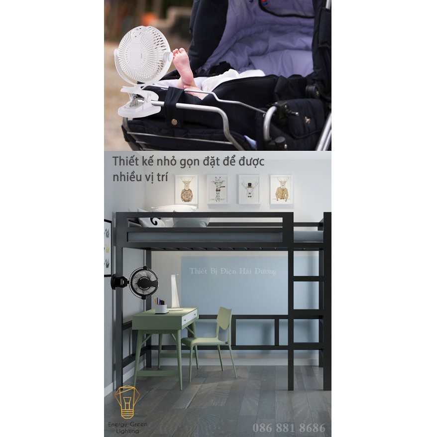 Quạt Kẹp Mini Sạc Tích Điện Đa Năng JD-298 - Chuyên dùng cho xe đẩy em bé - Văn phòng công sở - Pin 4000mAh - 3 Màu
