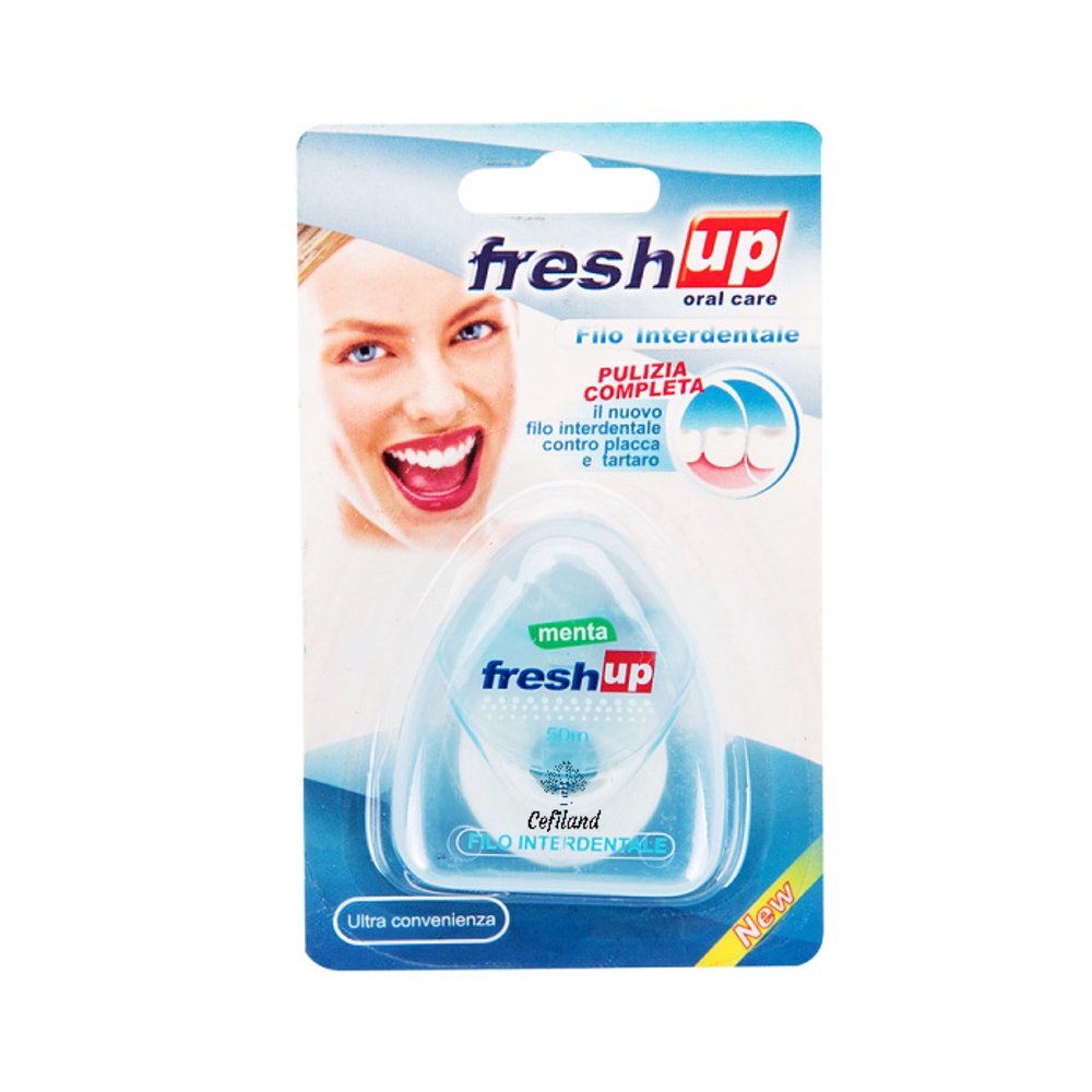 CHỈ NHA KHOA FRESSH UP. Model: OralB 010. Chất liệu tơ tằm nha kho, vệ sinh không gây tổn thương