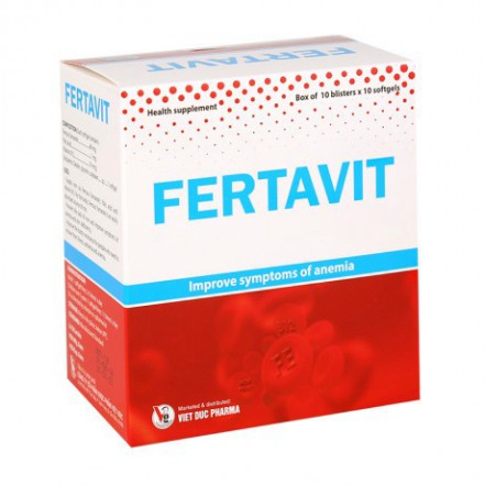 Fertavit – Hỗ trợ bổ sung sắt dạng hữu cơ, axit folic cho bà bầu, trẻ em thiếu sắt (Hộp 100 viên)