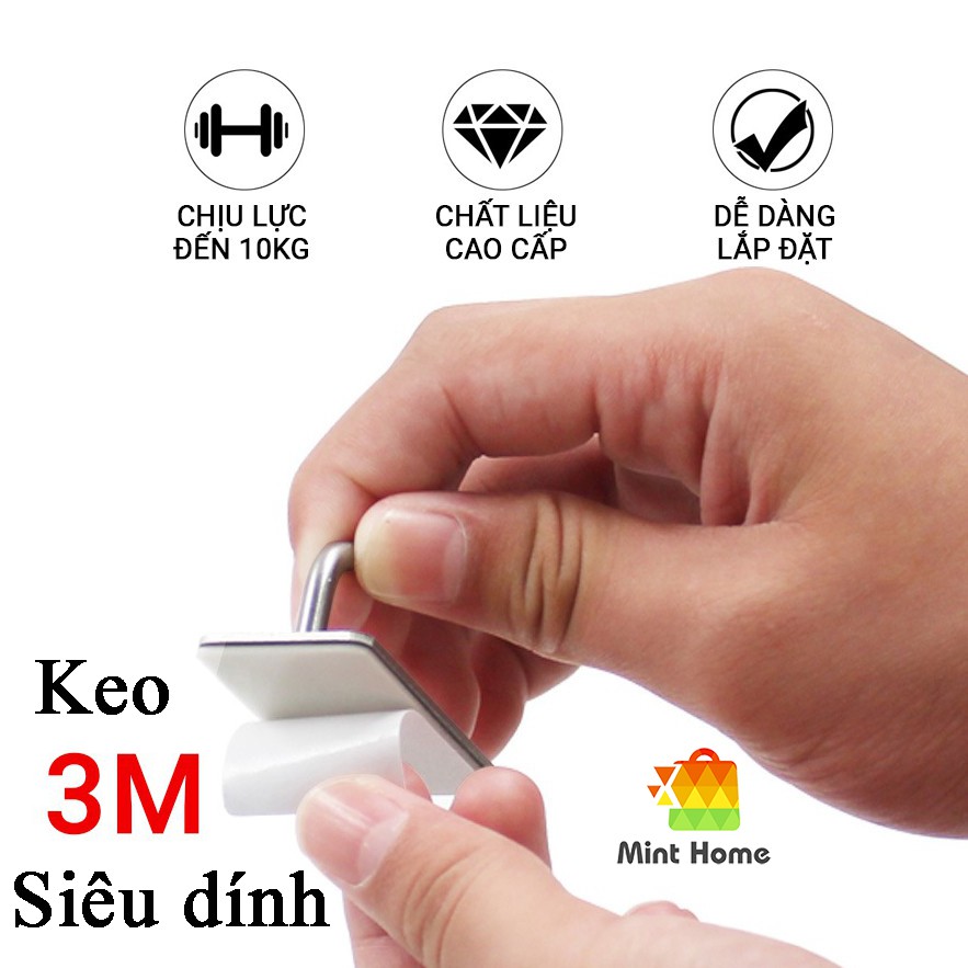 Móc dán tường inox treo đồ dính tường gạch, Móc dán chịu lực siêu bền chất liệu 304 cao cấp