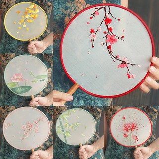 Set vật liệu tự thêu quạt vải cầm tay phong cách cổ điển mùa hè