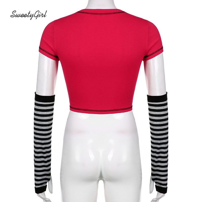 Áo Croptop Tay Dài Cổ Tròn In Họa Tiết Đôi Mắt Hoạt Hình Dành Cho Nữ