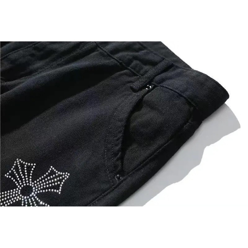 Quần Jean unisex họa tiết thánh giá đính đá siêu chất