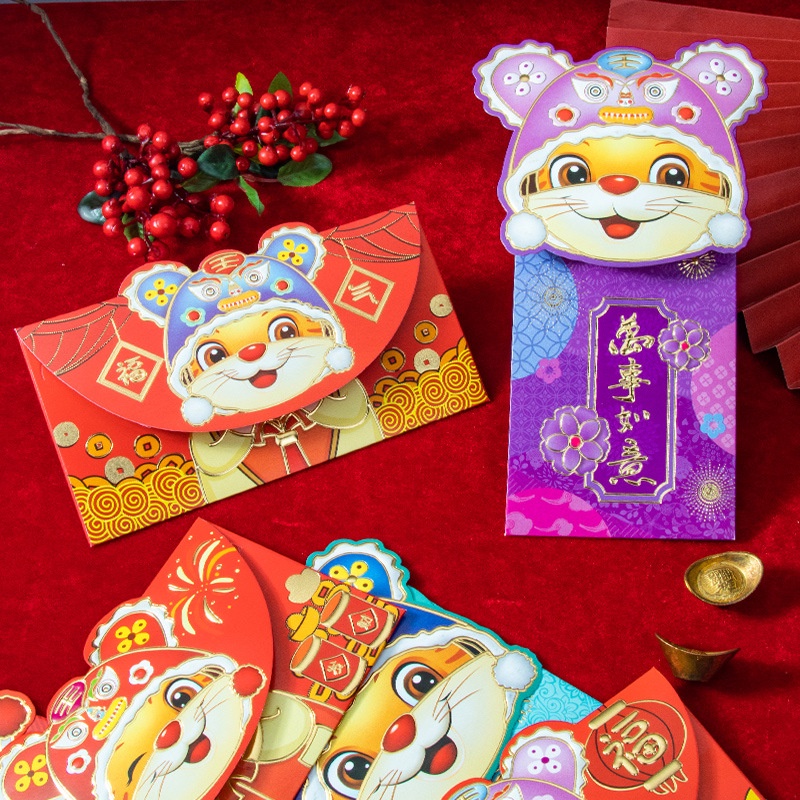 Bao lì xì con hổ tết nhâm dần 2022 mới cao cấp đẹp độc lạ - set 3 cái lixi chipi dễ thương - LANA QUEEN