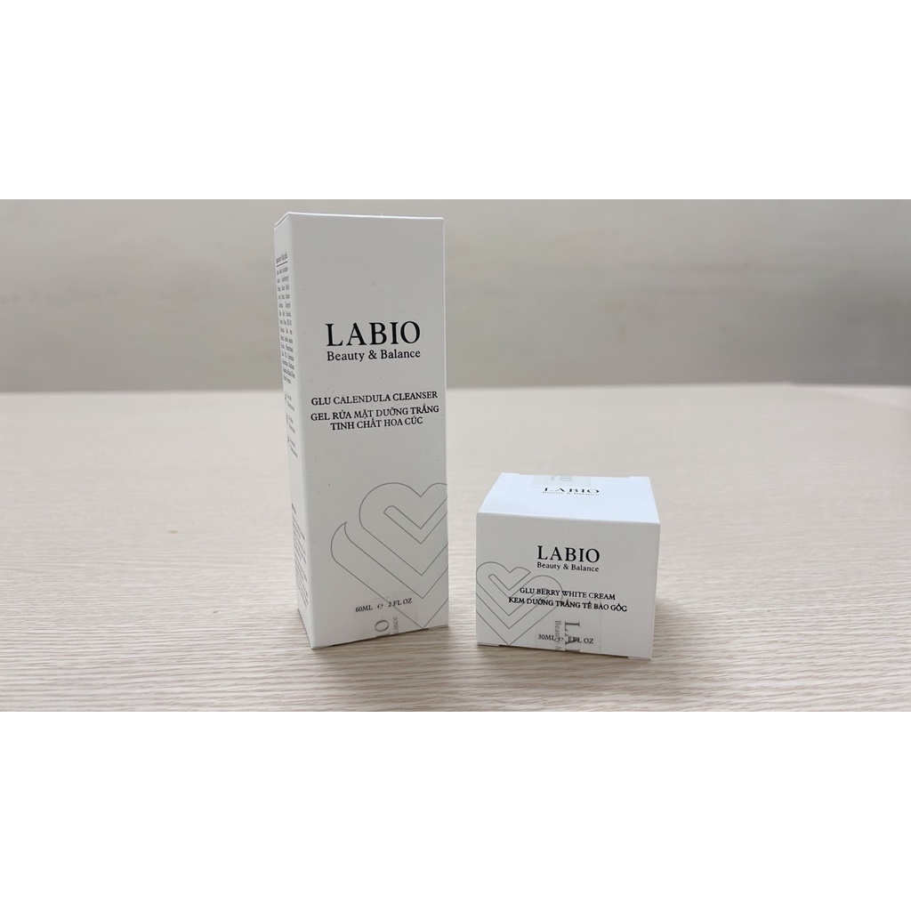 Combo 2 Sữa Rửa Mặt &amp; Kem Dưỡng Trắng, Cấp Ẩm, Chống Lão Hóa Da LABIO Glutathione