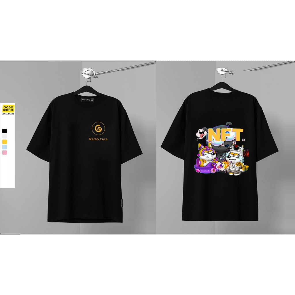 Áo thun tay lỡ nam nữ form rộng local brand GODO OUTFITS In RACA NFT chất liệu primeum cotton 100%