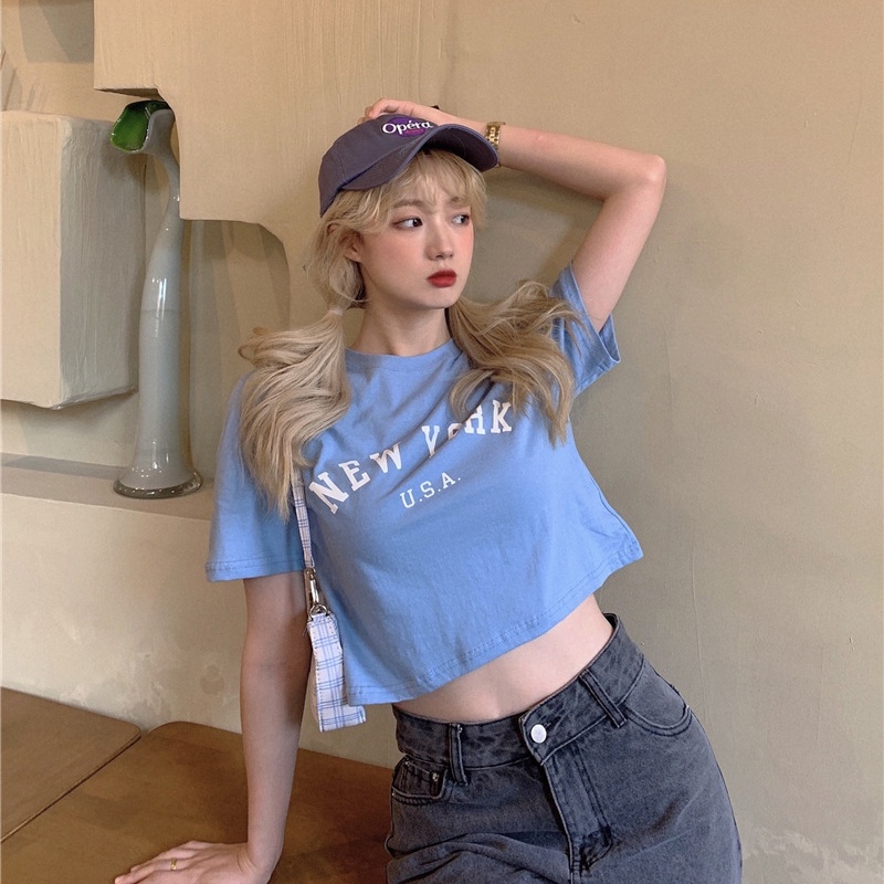 Áo thun ngắn IELGY mỏng in chữ thời trang cho nữ