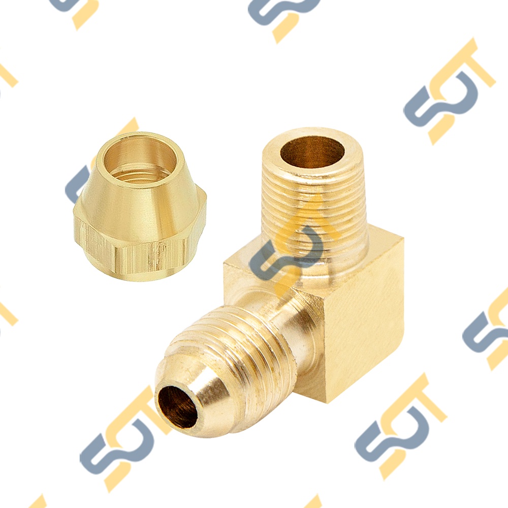 [HÀN ỐNG ĐỒNG] Co ren ngoài G1/8 (9.6) nối côn lồi cho điện lạnh & khí nén (Brass Flare Male Elbow)- Cong rắc co ren NPT