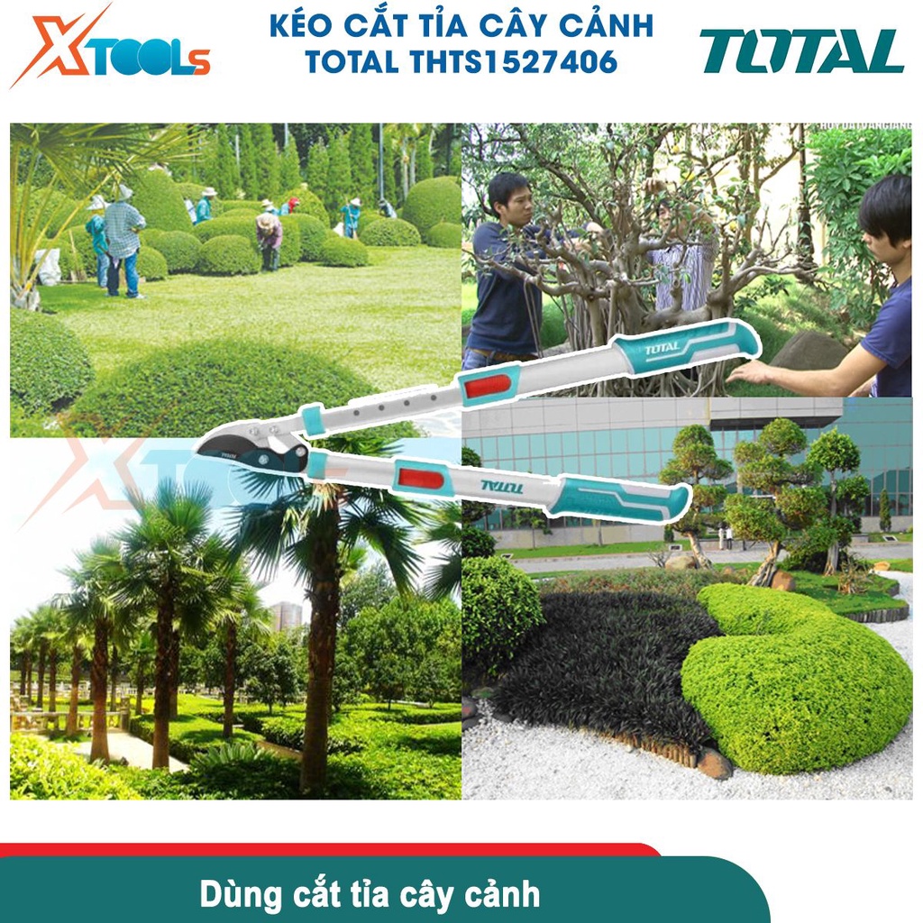 Kéo cắt tỉa cây cảnh lưỡi cong TOTAL THTS1527406 kích thước thay đổi 670-880mm, đường kính cắt tối đa 25mm - CHÍNH HÃNG