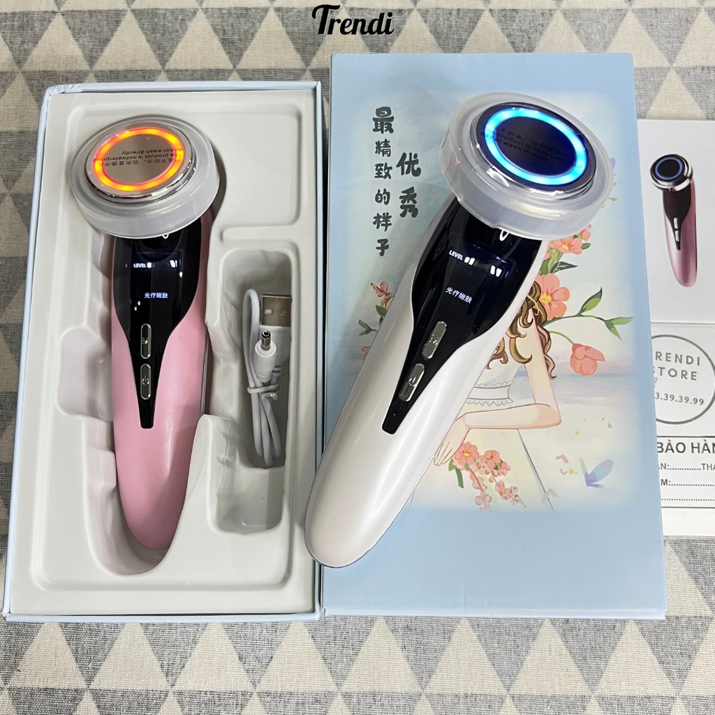 Máy Tẩy Trang Da Mặt 5 Trong 1 - Tẩy Trang, Đẩy Tinh Chất, Massage Mặt, Nâng Cơ, Điện châm EMS