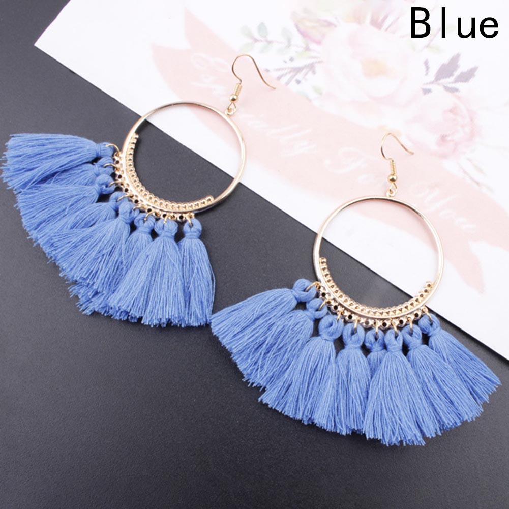 Khuyên tai phối núm tua to bản sang trọng cho nữ