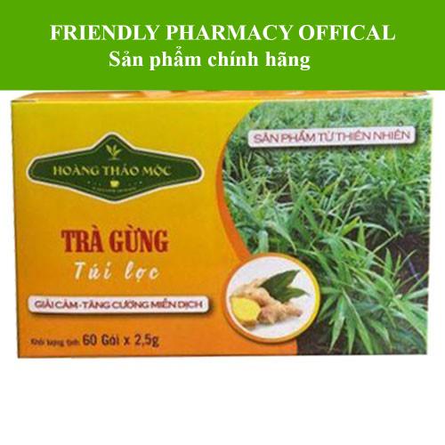 Trà gừng túi lọc Hoàng Thảo Mộc - Hỗ trợ ổn định huyết áp, lợi tiểu, thông mạch (60 gói)