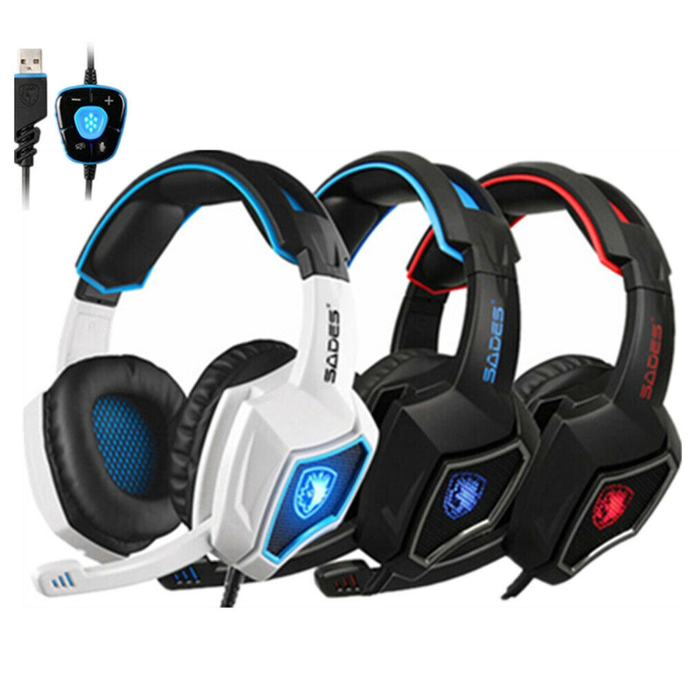 Tai nghe chơi game Sades cổng usb 7.1 giảm tiếng ồn có micro và đèn nền