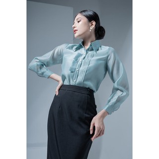 Áo sơ mi nữ cổ đức bèo nẹp LEIKA
