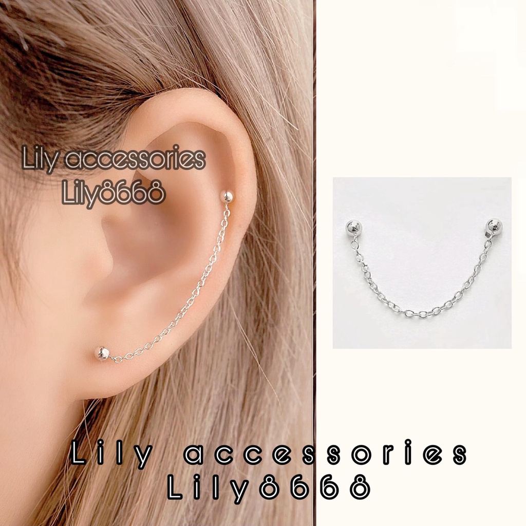 khuyên tai vành tai titan dây xích chốt bi xỏ