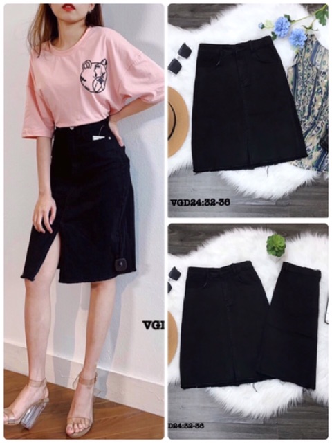 Bigsize Chân váy jean đen VGD24 (32-36) | BigBuy360 - bigbuy360.vn