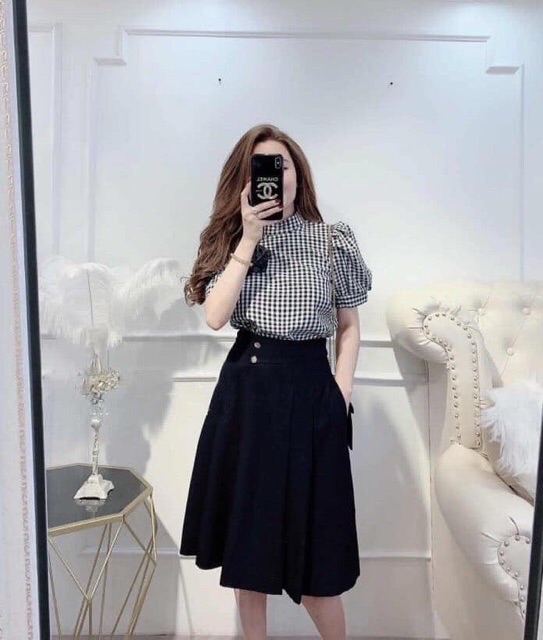 Chân váy dài qua gối đính 2khuy | BigBuy360 - bigbuy360.vn