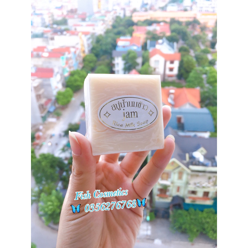 (Có Bán Sỉ) Xà Phòng Cám Gạo, Xà Phòng Kích Trắng Thái Lan Jam Rice Milk Soap Mẫu Mới Nhất ( vuông ) - Siêu Thơm