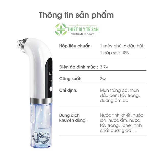 Máy Hút Mụn Làm Sạch Sâu - Super Micro Bubble Face Cleaner - Massage, Dưỡng Ẩm, Sạch Da