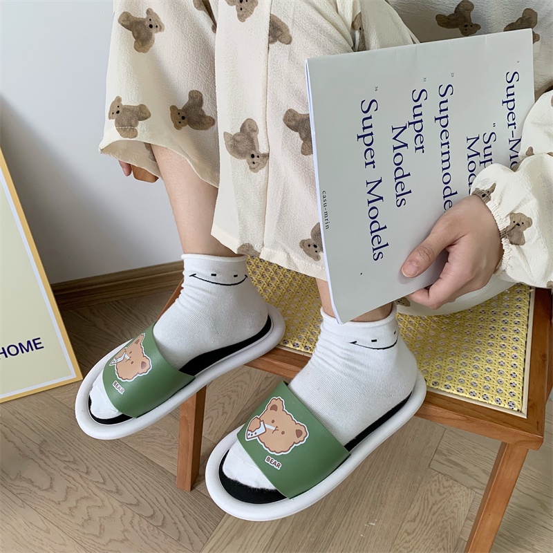 JY083  - Dép lê cao su quai ngang sticker đế tròn