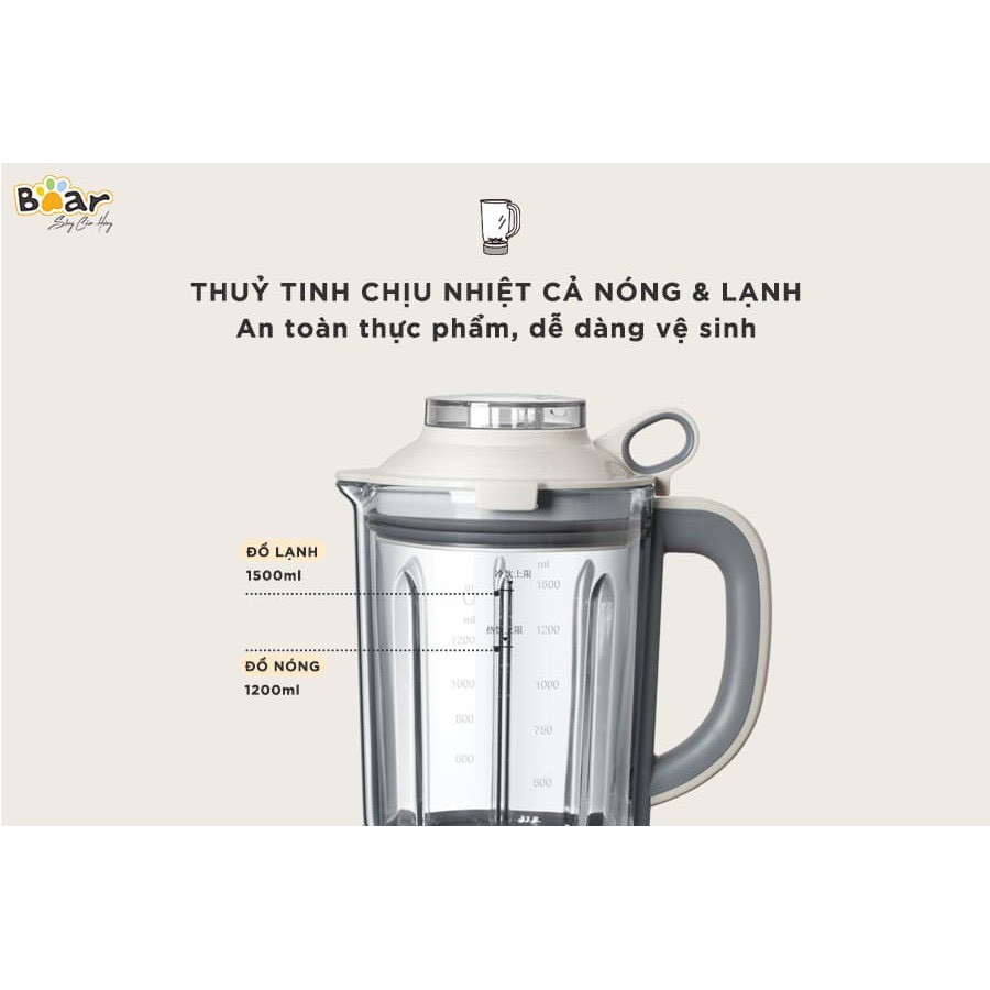 Máy Làm Sữa Hạt Đa Năng - Sữa  Đậu Nành - Xay Sinh Tố - Bear PBJ-B10U5 1,5L- 8 Chế Độ Chức Nắng_Bảo Hành Chính Hãng1 Năm