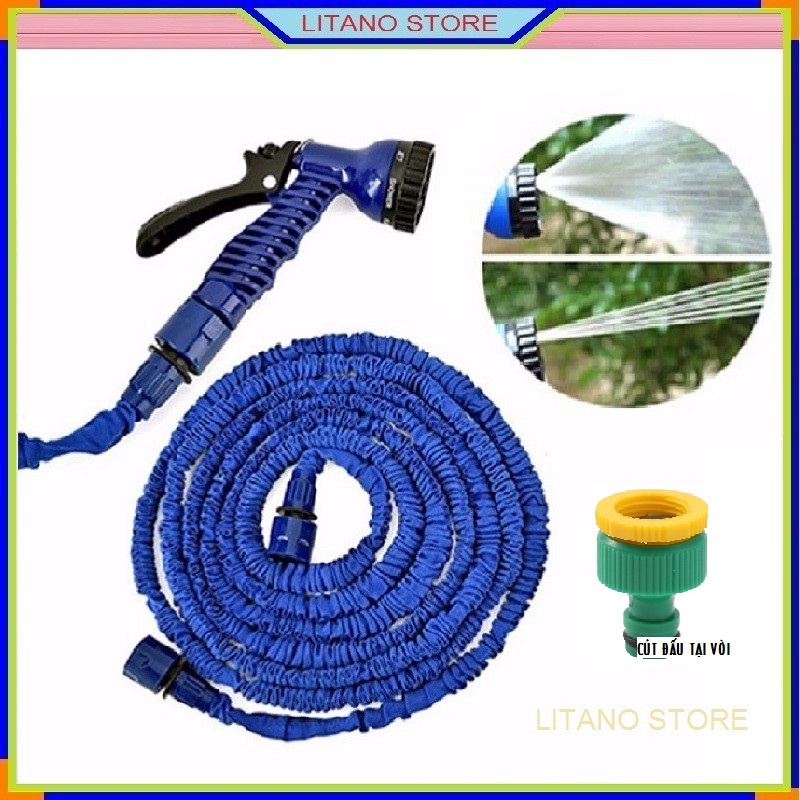 Bộ Vòi Xịt Nước Rửa Xe Tưới Cây Liền Ống Giãn Nở Thông Minh Chống Rối Chống Xoắn Dài 15M, 22.5M Và 30M