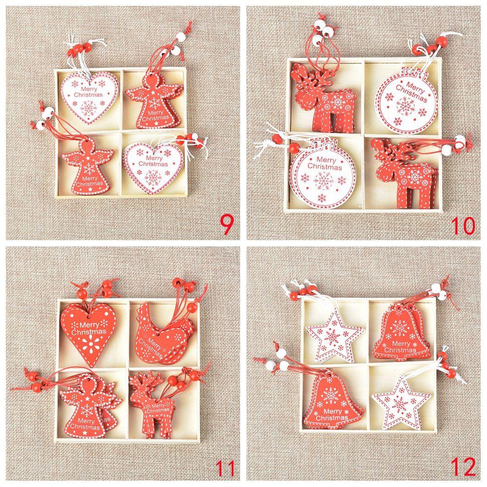 KRNY Bộ 12 Thẻ Gỗ Trang Trí Cây Thông Noel