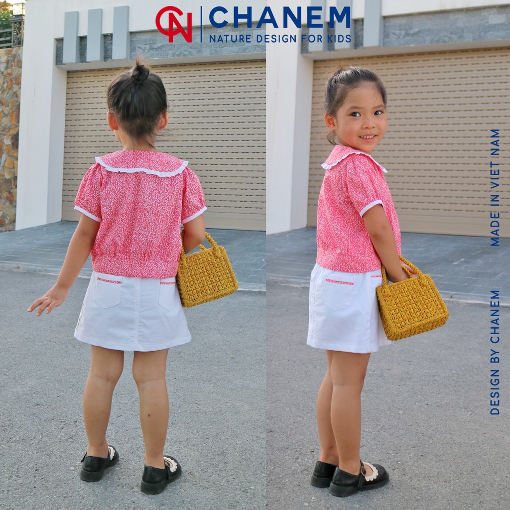 Set đồ bé gái SWEETY SET áo cổ sen và chân váy chất thô cotton thoáng mát cho bé từ 1 - 10 tuổi - CHANEM - Nature Design