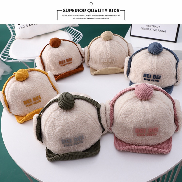 Mũ lưỡi trai che tai giữ ấm thời trang thu đông cho bé