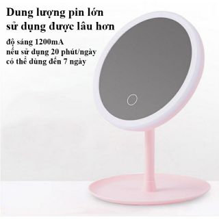 GƯƠNG TRANG ĐIỂM TRÒN ĐỂ BÀN CÓ ĐÈN LED CẢM ỨNG CAO CẤP KHÔNG CẦN PIN - 3 CHẾ ĐỘ ÁNH SÁNG SIÊU LUNG LINH
