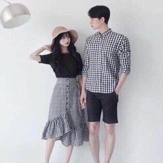 Chân váy midi kẻ caro vải Kate loại 1