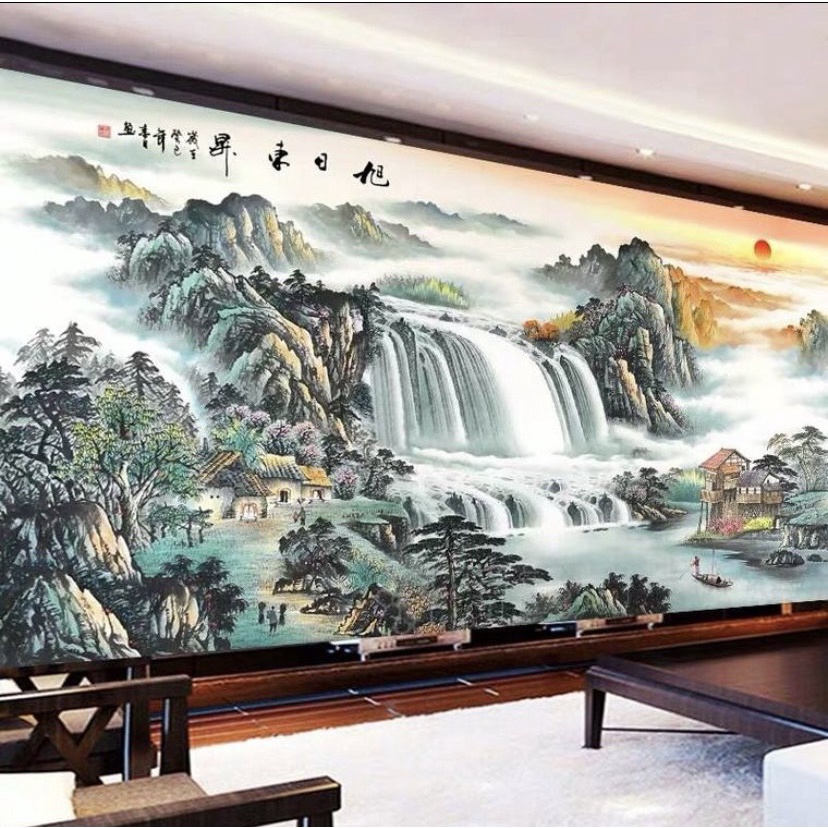 Tranh thêu chữ thập – Phong cảnh Thủy Mặc 01