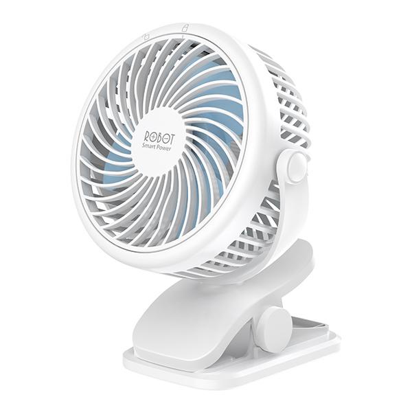 Quạt sạc USB mini ROBOT RT-BF10 Đế kẹp, để bàn, xoay góc 720 độ Power Bank 2000mAh - Chính hãng