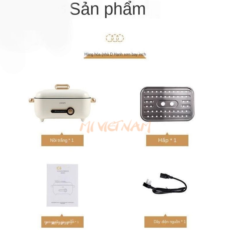 Nồi lẩu điện Xiaomi Zhenmi Nồi lẩu, bếp nướng, hấp, chiên, xào, rán đa năng zhenmi dung tích 4 lít, công suất 1500w