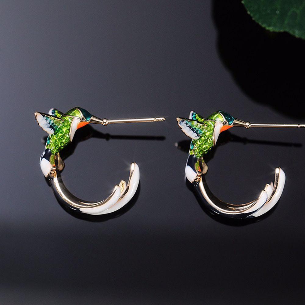 Vanes1 Bông Tai Hình Chim Ruồi Bằng Đồng Thời Trang Hàn Quốc Cá Tính Cho Nữ