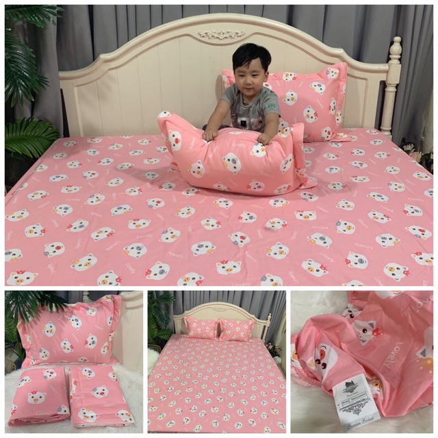 [FOR BABY] Bộ ga gối cotton 100% hàng Việt Nam (ga chun vỏ gối- ảnh thật - đủ cỡ)